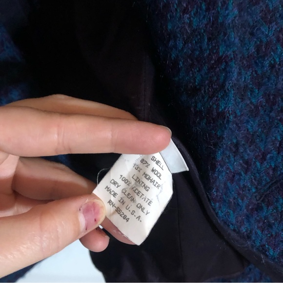 Vintage Barrie Pace Ltd. Wool Mohair Double Breasted Blazer Blue Purple 6 - Picture 8 of 8